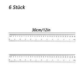 Kunststoff Lineal, 6 Stück Lineal Set Lineal 30 cm / 12 Inch Transparent Lineale Set Lineale Transparentes Lineal für Schule Büro Zuhause