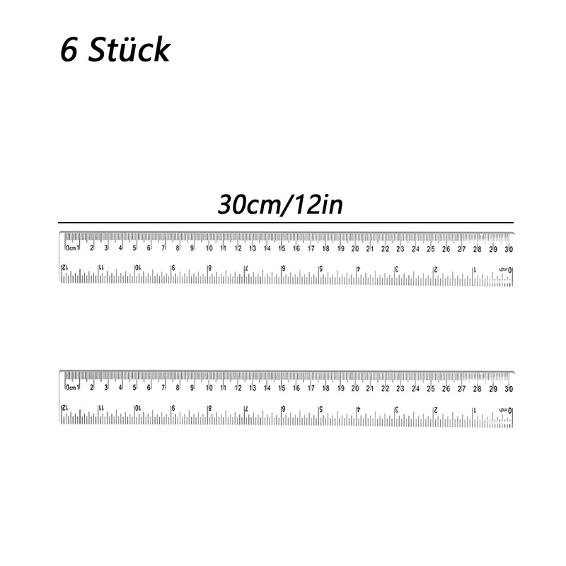Kunststoff Lineal, 6 Stück Lineal Set Lineal 30 cm /