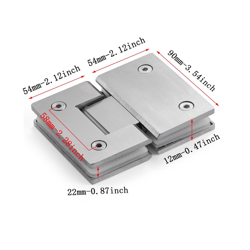 Ranbo Heavy Duty 180 Degree Shower Glass Door Hinge, Solid