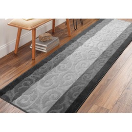 ORFA HOME Custom Size Hallway Runner Rug, Slip Resistant, 26 Inch Wide x Your Choice of Length Size, Scroll Anthracite, 26 Inch X 25 Feet, Sold and Priced Per Foot