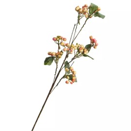 Factory Direct Craft Cream and Pink Artificial Hypericum Berry Spray