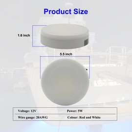 Vcanuplms Marine Boat Dome Lights, 5.5 Inch Dual Color LED Cabin Light with Toggle Switch, 12V Boat Interior Light with Surface Mount (White|Blue)