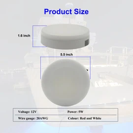 Vcanuplms Marine Boat Dome Lights, 5.5 Inch Dual Color LED Cabin Light with Toggle Switch, 12V Boat Interior Light with Surface Mount (White|Blue)