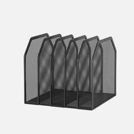 ASIFMTHOT 5 Vertical Desk Mail Organizer, Metal Mesh Desktop File Organizer with 5 Vertical Slot - Black, Letter Organizer Rack for Letters, Postcards, Stationery