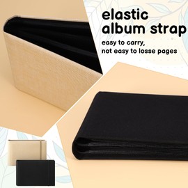 2 Pack Small Photo Albums, 6x4 Slip In Photo Albums 200 Photos Mini Flip Photo Book Album Portable Linen Cover Memory Book with Linen Cover for Baby Wedding Holiday Family Birthday Travel(Black,Beige)