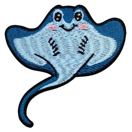 EMBROBOF Cheerful Stingray Patch – 3 inches, Cool Colorful Sea Creature Patches – Embroidered Iron On/Sew On Sea Patches for Backpacks