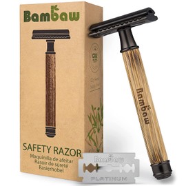 Double Edge Safety Razor Black | Bamboo Handle| Safety Razor Eco-Friendly | Fits All DE Razor Blades | Eco-Friendly and Reusable | Classic Safety Razor Metal | Bambaw