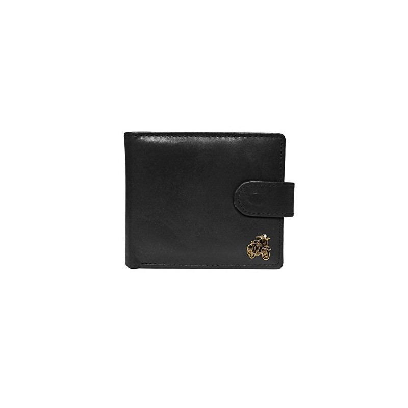 Quality black leather Vespa scooter wallet
