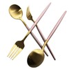 Uniturcky Silverware Set, Hand polished Matte Gold Pink Flatware Cutlery
