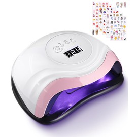 Aokyom 168 W Nail Dryer, UV LED Lamp for Gel Nails, Professional Nail Lamp with 6 Nail Stickers, 10/30/60/99s Timer, LCD Display and Smart Sensor for Fingers/Toenails and for All Gel Nail Polishes