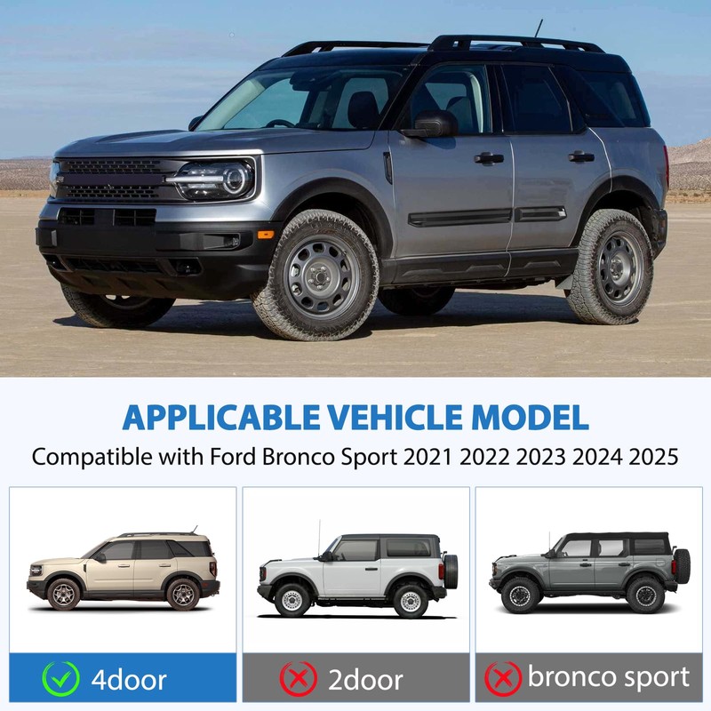 Side Door Guards Protector Compatible with Ford Bronco Sport 202-2025,