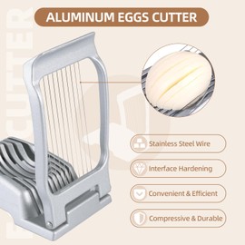 Eierschneider Eischneidewerkzeug Eierschneider Edelstahl Stable Eischneidewerkzeug aus Aluminium Spülmaschinenfest Edelstahldrähte für Runde und Ovale Eier Schneiden, Pilze, Erdbeeren, Weiches Obst