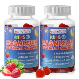 Magnesium Glycinate Gummies for Adults & Kids 4+ 500/250mg, Sugar Free Strawberry Flavor Magnesium Glycinate with Vitamin D3 & B6 Sleep Support - 120 Count