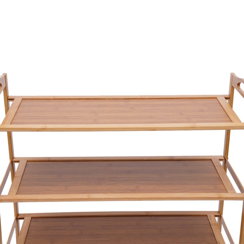 YINZINR 4-Tier Bamboo Shoe Rack, Brown, 18"W x 18"L x