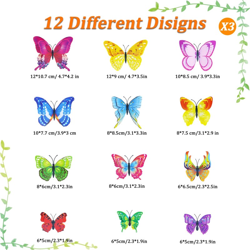 PChero LED Butterfly Wall Decor, 3D Butterfly Lights with Remote