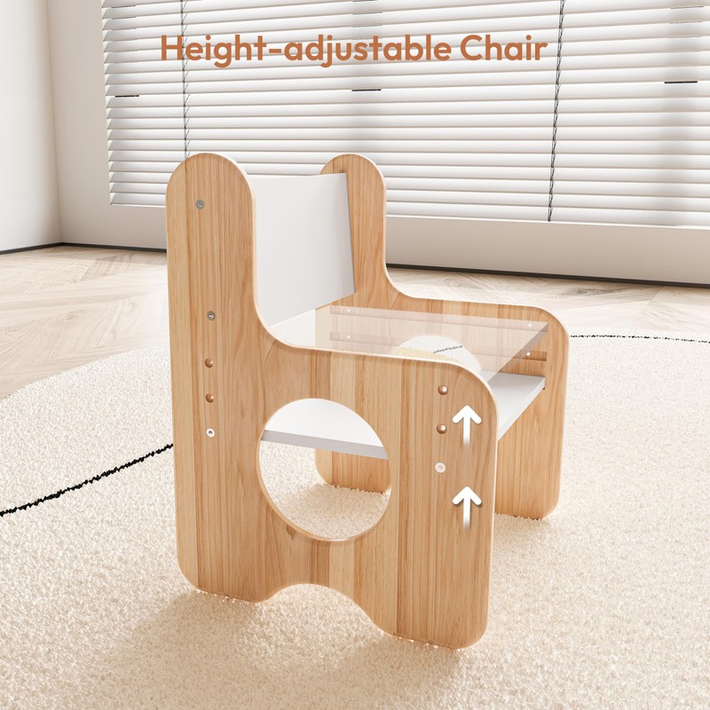 Woodtoe Kids Table and Chair Set with Storage & Chalkboard,