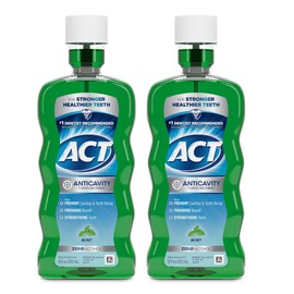 ACT Anticavity Fluoride Mouthwash with Zero Alcohol, Prevents Cavities, Freshens Breath & Strengthens Teeth, Mint Flavor, 18 fl. oz., 2 pk