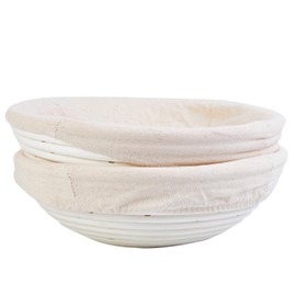 Bread Banneton Proofing Basket & Liner Dough Rising Rattan Handmade Rattan Bowl-Oval, 2 Pcs (Round)