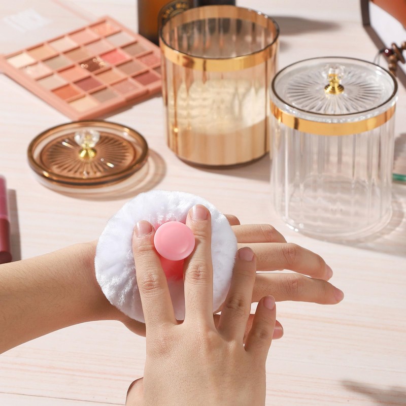 Oval Dusting Powders Container with Reusable & Washable Velour Puff