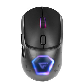 GAME FACTOR MOW700-BK Mouse Gamer Inalambrico Pixart 3395 Iluminacion RGB 2.4 GHz + Bluetooth hasta 26,000 dpi Polling Rate hasta 1000 Hz Incluye 3 Carcasas Color Negro