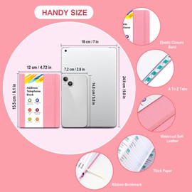 Address Book with Alphabetical Tabs, Pink, Small Address Book 6.1x4.7 inches, Contact Information Includes Names, Address, Cell Phone, Office, Email