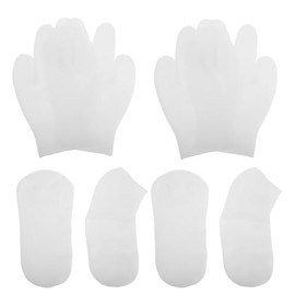 GANAZONO Silicone Moisturizing Socks and Gloves Set Beach Design 8pcs Hydrating Foot Care with Advanced Silicone Technology for Women for Dry Cracked 