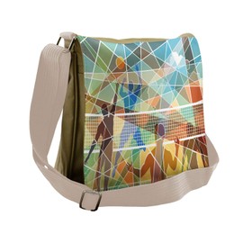 Lunarable Volleyball Messenger Bag, Team Sports Theme Beach, Unisex Cross-body