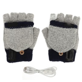 1Pair USB Heated Gloves Adjustable Temperature Electric Heated Gloves for Ski Hiking Cycling 5V Gray Blue