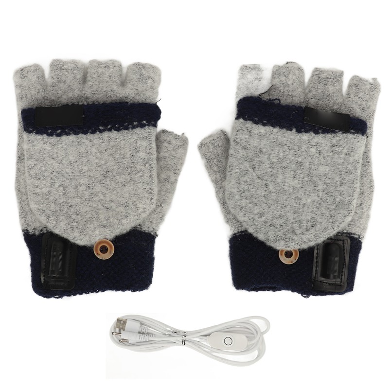 1Pair USB Heated Gloves Adjustable Temperature Electric Heated Gloves for