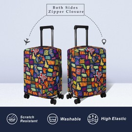 Explore Land Travel Luggage Cover Suitcase Protector Fits 23-26 Inch Case (America Map, M)