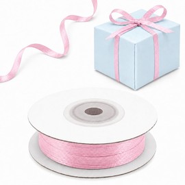 Decoraparty Nastrino Rosa 3 mm in Raso da 50 Metri, Nastro Satinato Decorativo per Comunione, Matrimonio, Compleanno, Pacchetti Regalo, Fai da Te, Decorazioni