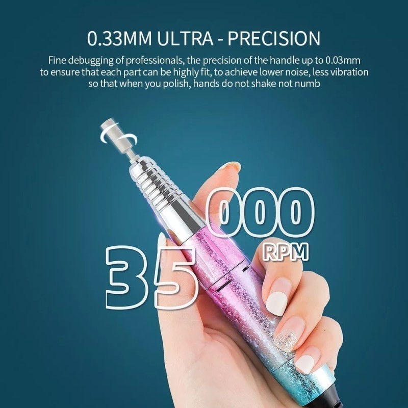 ForeverLily 35000rpm Pulidor Esmeril Eléctrico Taladro De Uñas Rosa