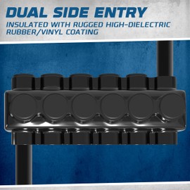 OHLECTRIC Dual Side Entry - 6 Port - 250-6 AWG - Black Insulated Connector - 5/16 Allen Hex - Pre-Filled with Oxide Inhibitor - Rubber/Vinyl Coating, 6061-T6 Aluminum CU9AL
