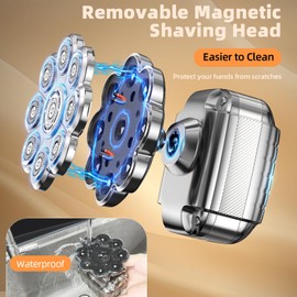 UltraCaput 9D Head Shavers for Bald Men, 5 in 1 Detachable Head Shaver with LED Display, IPX7 Waterproof Wet Dry Rechargeable Electric Shavers for Men Grooming Kit for Home & Travel