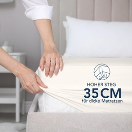 Dreamzie Fitted Sheet 135 x 190/200 cm - 35 cm Deep Pocket - 100% Microfibre Bed Sheet - White, Tested for Harmful Substances (Oeko Tex), Bed Sheet with Elastic Band