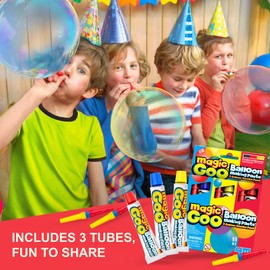 4M Magic Goo - Magic Plastic Bubble Balloons Variety Pack of 3 Colors - Blow Up Balloons with Straw - Clear Balloons Bubbles for Party Favors - Large Plastic Balloons, for Kids