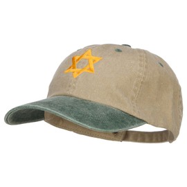 e4Hats.com Jewish Star of David Embroidered Two Tone Cap - Khaki Green OSFM