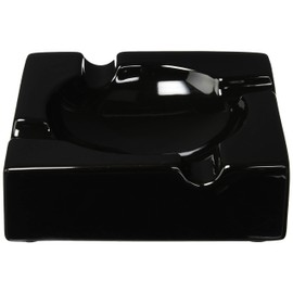 8" HankStar Large Black Ceramic Cigar Ashtray for Patio/Outdoor Use (4 Cigar Rest)