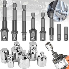 truee 14-piece socket spanner nut set, 6-piece socket adapter, 1/4, 3/8, 1/2 inch hexagon socket wrench, for ratchets, cordless screwdrivers and more