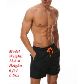 donhobo Men's Swim Trunks Board Shorts Beach Pants Swimming Waterproof Quick Dry Surfing Boardshorts(Black,S)