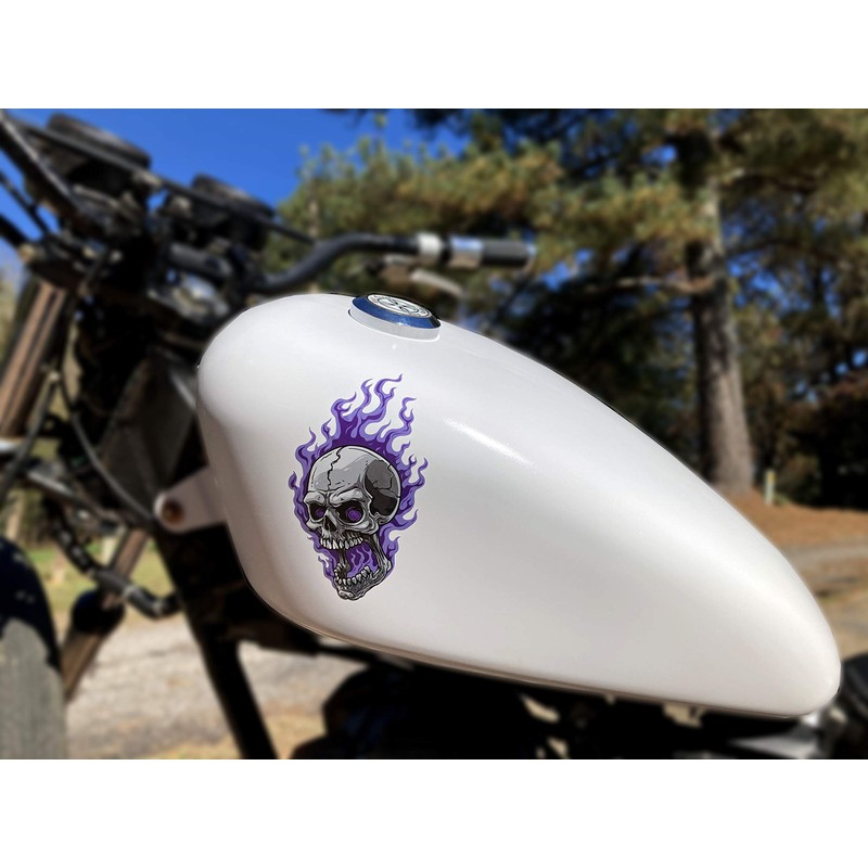 Flaming Skull Motorcycle Tank Fender Fork Decals 6 pc Set