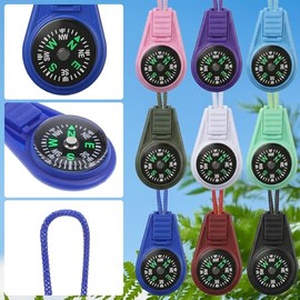 100 Pack Mini Compass Keychain Set, Mini Survival Hiking Compasses with Paracord, Multi-Color Bulk Compass for Outdoor Adventure, Camping, Backpacking