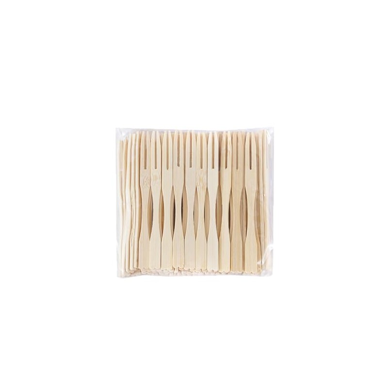 LannuMet 100pcs Mini Bamboo Forks 3.5 Inch Disposable Fork Tiny