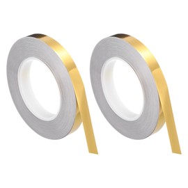 uxcell 2pcs 0.6 Inch x 164Ft Foil Self Adhesive Tile Sticker Gap Sealing Tape Strip, Self Adhesive Metalized Polyester Film Tape for Graphic Arts, Wardrobe Crafts, Tile Trim Golden