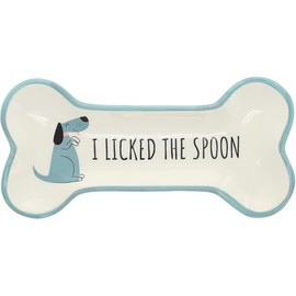 Pavilion - I Licked The Spoon - 8.5" Housewarming Decorative Bone Shaped Spoon Rest Holder Pet K-9 Puppy Dog Rescue Adoption Animal Pet Parents Mom Dad Present