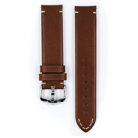 Hirsch Ranger Leather Watch Strap - Golden Brown - L - 18mm / 18mm - Shiny Silver Buckle - Artisan Calf Leather Band