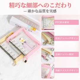 Kumoni Sticker Book Clear M5 for Girls, 5-Color Variant, Full-Perimeter Zipper Sealed, 1-Inch Photo Pocket, Peel-Resistant Stickers, Lightweight, Refillable, Card Storage Binder, Sticker Sheet, Also