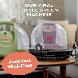 BISSELL Little Green Mini Portable Carpet and Upholstery Deep Cleaner, Car/Auto Detailer, with HydroRinse Self-Cleaning Tool and 4" Tough Stain Tool, Limited Edition Color Dusk Pink, 4075L