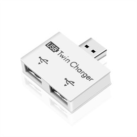 USB Hub 2 Port USB Twin Charger Adapter Mini USB Splitter 1 to 2 USB Converter for Surface Pro, Notebook, PC, iMac Pro, MacBook Air, Mac Mini/Pro, Laptop, USB Flash Drives, Data and Charging (White)