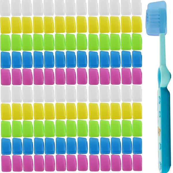TIHOOD 100PCS Travel Toothbrush Head Covers, Portable Toothbrush Pod Caps Case Protector for Home and Outdoor